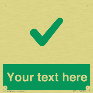 Custom green background, green tick sign